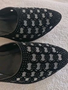 Glamour Black Embellished Mules