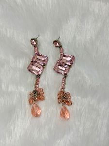 Pink Gemstone Dangle Earrings
