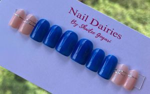 Blue &amp; Nude Press-On Nails