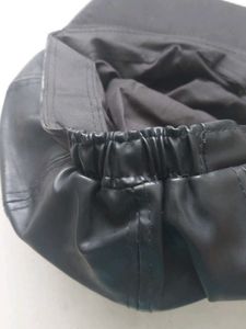 Black Leather Newsboy Cap