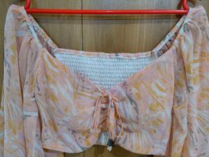 Crop Top with Balloon Sleeves