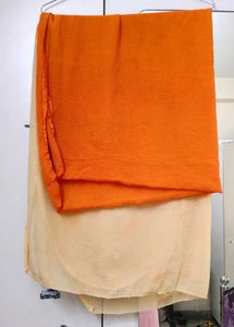 Orange And Cream Crepe Dupatta