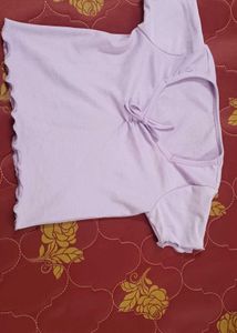 Cute Lilac Tie-Front Crop Top