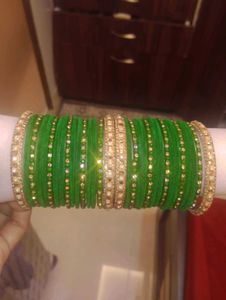 Green &amp; Gold Bangle Set