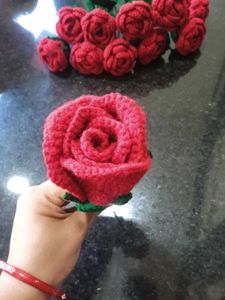 Crochet Red Wine Cup Rose