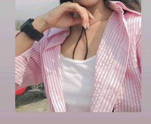 Pink &amp; White Striped Button-Up Shirt❤