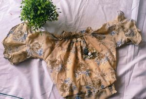 Round Neck Puff Top For Chotttu Girls