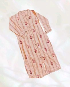 Pink Striped Embroidered Tunic