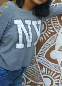 NY Graphic Cutout Sleeve Tee