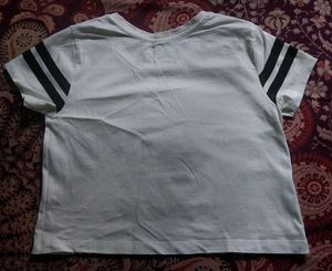 Women White Printed Crop T-shirt