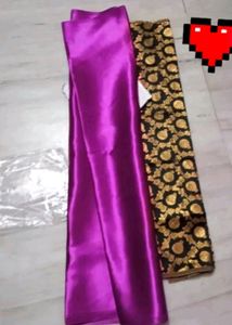 Beautiful Purple Saree With Blouse 🥻