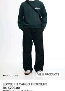 H&amp;M Men&#39;s Loose Fit Black Cargo Pants