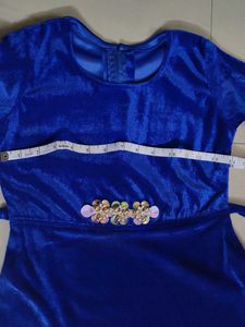 Blue Velvet Dress with embroidery brand new