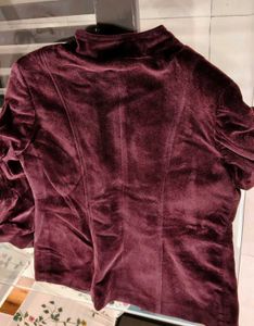 Miss forever Women Burgundy Velvet Coat