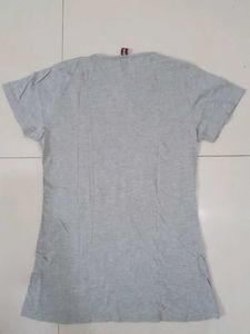 Gray Tunic Top with Lace Detail