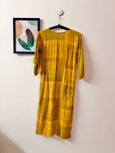 Mustard Yellow Printed Kurti
