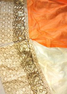 Elegant Orange &amp; Cream Anarkali Suit