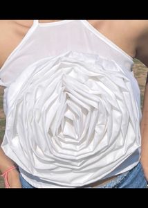 White Floral Statement Top