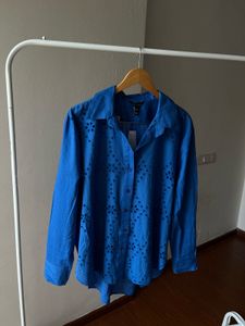 NEW LOOK Broderie Anglaise Blue Shirt