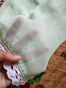 Pretty Green Net Top With Embroidery