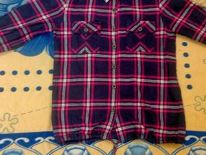Pink and Blue Flannel Shirt