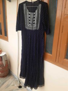 Festive navy blue sequin anarkali 💕