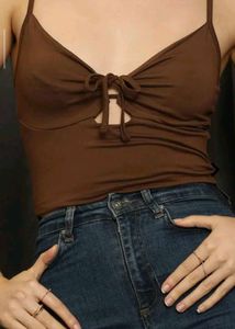 new Cute Brown Tie-Front Tank Top and inner wear