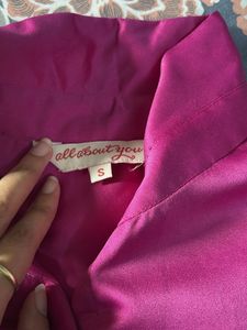 Hot Pink Satin Shiny Shirt
