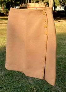 Women’s Beige Button Detail Wrap style Mini Skirt