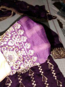 Elegant Purple heavy dupatta shrara readyment Suit
