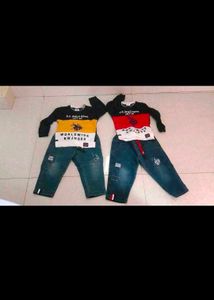 Combo Of 4 Branded Denim Tshirt Set