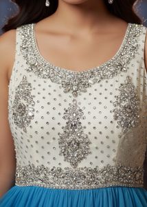Blue Embellished Party Dress