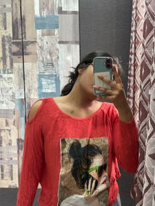 Cute Red Graphic Sweater