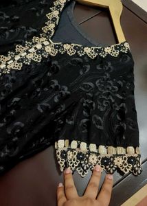 Black Golden Work Suit Salwar With Dupatta 42 Bust