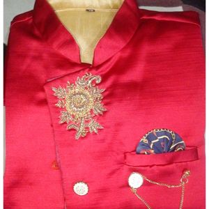 Red Embroidered Sherwani