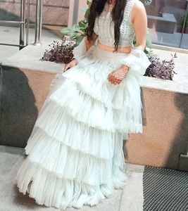 Powder Blue Ruffled Lehenga