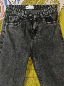 Mango Black Wash Straight Leg Jeans