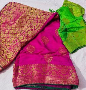 Pink Banarasi Silk Saree