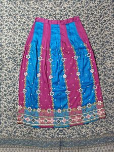 Blue Pink Semi Bridal Lehenga Choli