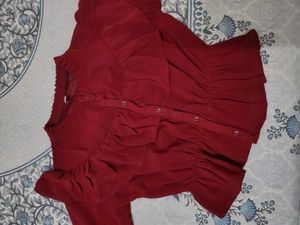 Maroon Ruffle Top