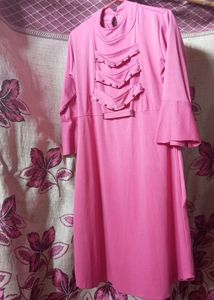 Rose Pink Mini Mid Length Frock
