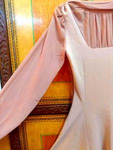 Peach Party Bodycon Dress with Sheer Sleeves