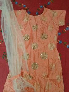 Ethnic dress with net dupatta