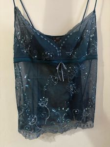 Vintage Style Mango Embellished Cami Top