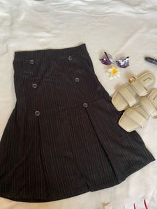 Striped Button Skirt