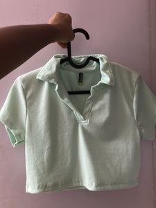 Tokyo Talkies Shirt collar Crop Top