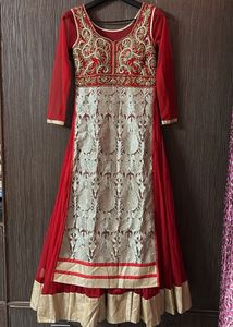 Red & Gold Embroidered Anarkali