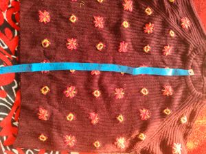 Floral Embroidered Burgundy Sweater