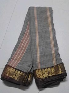 Elegant Grey Cotton Saree