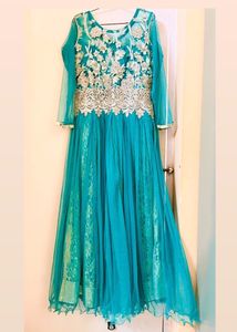 Turquoise Blue Party Wear Shadi Gown Dress Traditional Modern